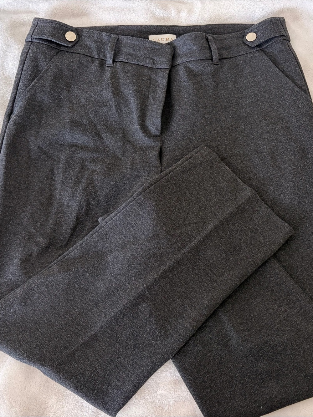 Laura Dark Gray Straight-Leg Trousers Size 16